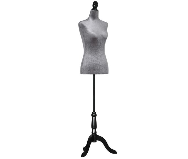 Homcom manequim de costura feminino manequim de costura ajustável a 130-168 cm com tripé de madeira para fotografia de moda exposição de roupas cinza