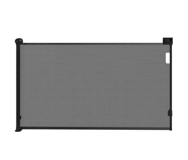 Pawhut barreira para cães retrátil 0-144 cm barreira para cães pequenos extensível barreira de segurança para animais de estimação com fecho para