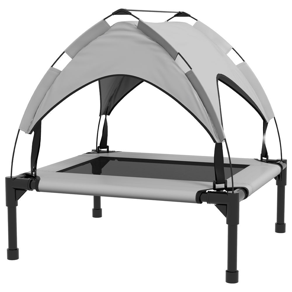 Awhut cama para cães elevada com toldo cama para cães médios com estrutura de aço e bolsa de transporte para interior e exterior 76x61x69,5 cm