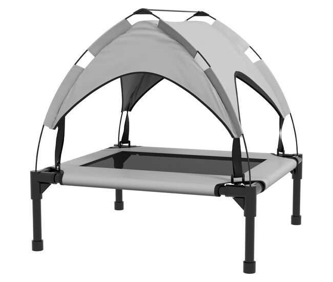 Awhut cama para cães elevada com toldo cama para cães médios com estrutura de aço e bolsa de transporte para interior e exterior 76x61x69,5 cm