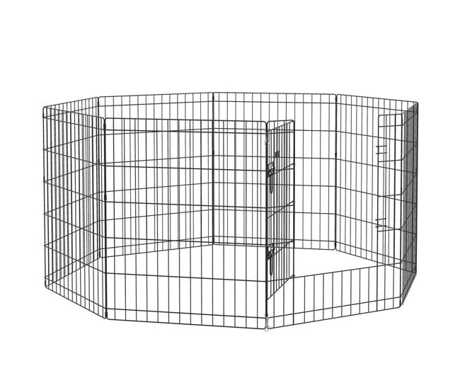 Pawhut parque para cães 8 painéis 76x61cm dobráveis gaiola metálica para animais de estimação com porta e dupla fechadura para jardim pátio exterior
