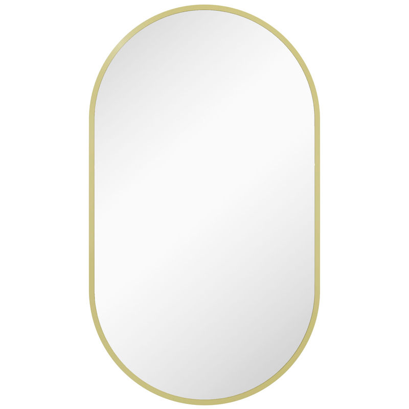 Homcom espelho casa de banho oval 40x3x70 cm espelho decorativo de parede com estrutura de liga de alumínio para sala de estar entrada corredor