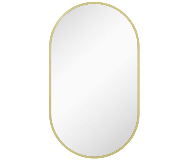 Homcom espelho casa de banho oval 40x3x70 cm espelho decorativo de parede com estrutura de liga de alumínio para sala de estar entrada corredor
