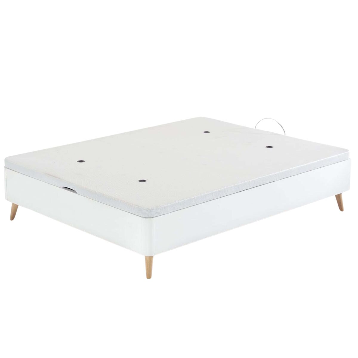 Canapé dobrável alto de 150x190 cm para quarto, cama de quarto, cantos arredondados com 4 pernas ligeiramente inclinadas, cor blanc fosco