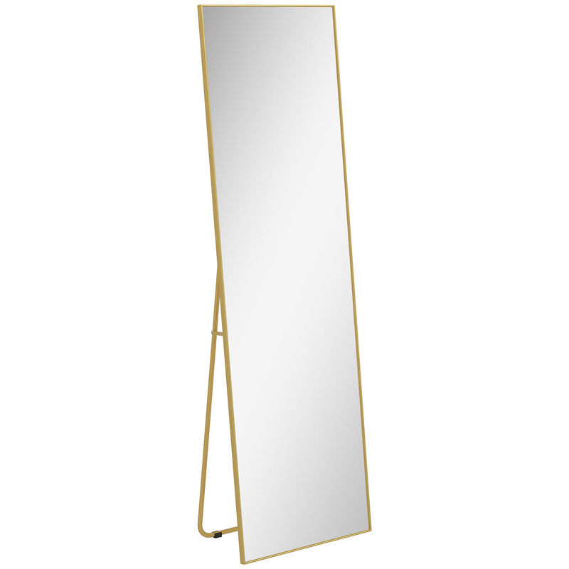 Homcom espelho de pé corpo inteiro 161,5x50 cm com moldura de liga de alumínio espelho de parede retangular com 2 formas de uso para corredor quarto