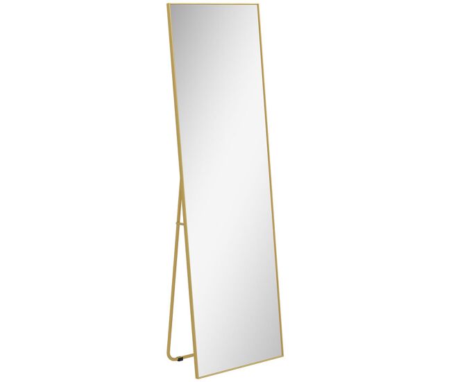 Homcom espelho de pé corpo inteiro 161,5x50 cm com moldura de liga de alumínio espelho de parede retangular com 2 formas de uso para corredor quarto