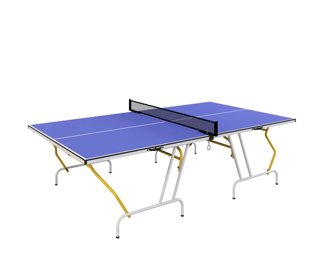 Sportnow mesa de ping-pong dobrável mesa de ping-pong compacta com rede apoio para os pés ajustáveis e estrutura de aço para interior e exterior