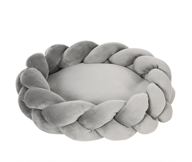 Pawhut cama para cães pequenos cama para gatos lavável cama para animais de estimação redonda com almofada independente e corda de algodão 55x55x14 cm