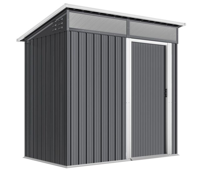 Outsunny abrigo de jardim 1,9m² 195x122x182 cm abrigo de exterior com base reforçada (chão não incluído) porta corredera janelas abrigo de ferramentas