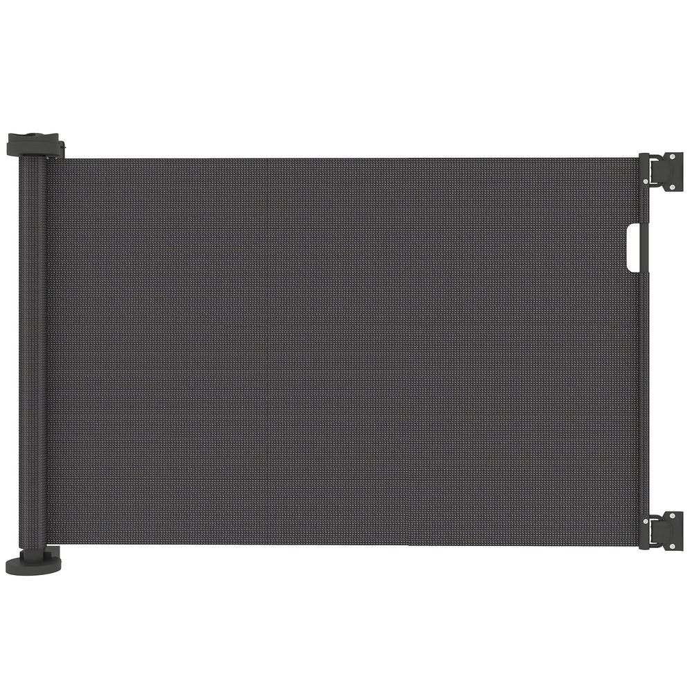 Pawhut barreira de segurança para cães retrátil 0-136 cm barreira para cães pequenos extensível com botão de fecho porta de segurança para corredores