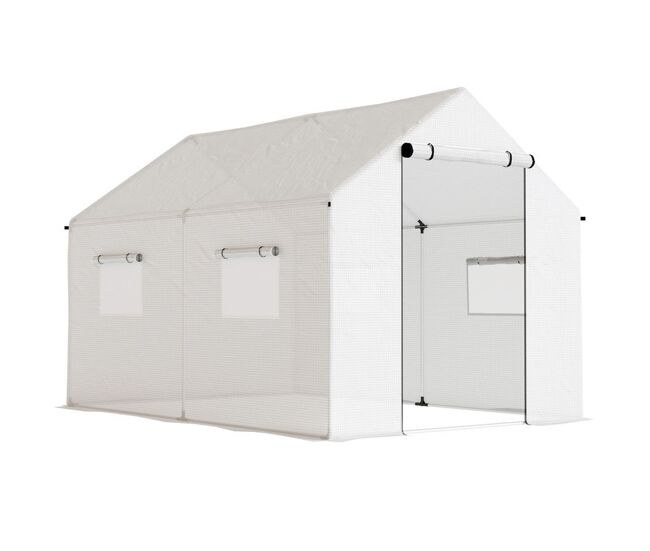 Outsunny estufa tipo túnel 2x3x2 m estufa de exterior com 4 janelas de malha e porta com fecho de correr estufa para cultivos anti uv para pátio