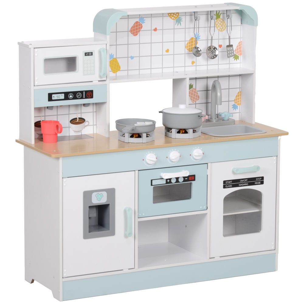 Cozinha de Brinquedo MDF, Aço Inoxidável e PP AIYAPLAY