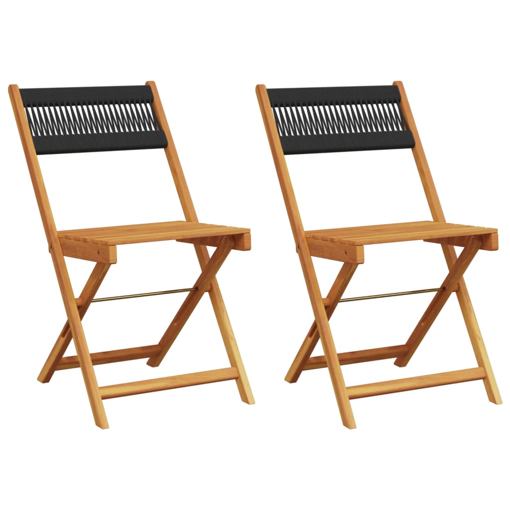 Vidaxl cadeiras de bistrô 2 pcs acácia maciça e corda noir