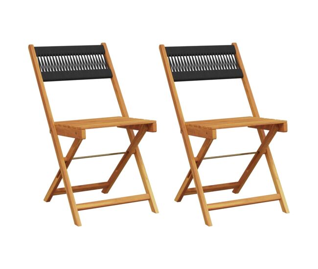 Vidaxl cadeiras de bistrô 2 pcs acácia maciça e corda noir
