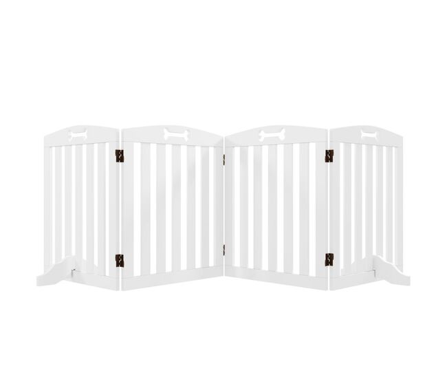 Pawhut barreira de segurança para cães pequenos e médios barreira de segurança dobrável para animais de estimação 207,5 cm com pés amovíveis para