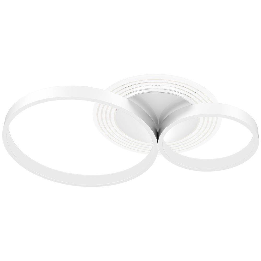 Homcom candeeiro de teto led 40w candeeiro moderno com iluminação led 3000k/4000k/6500k para quarto sala cozinha sala de jantar 59x38x7,4 cm branco
