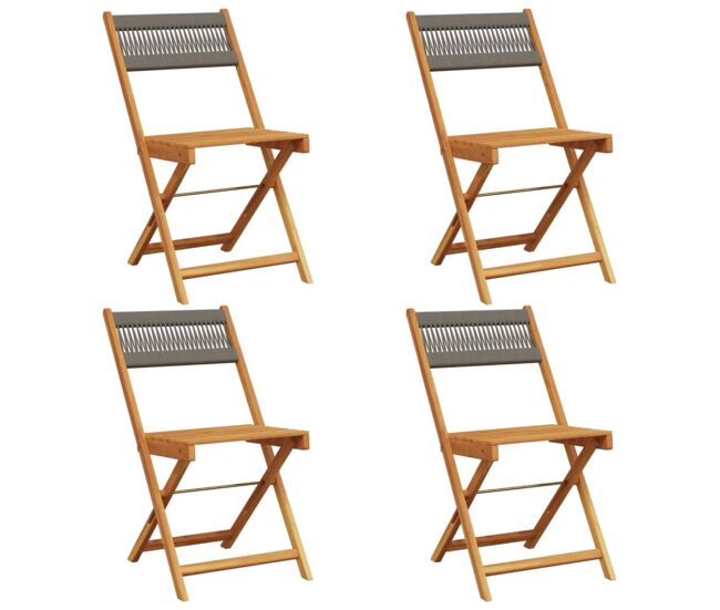 Vidaxl cadeiras de jardim dobráveis 4 pcs madeira acácia maciça cinza
