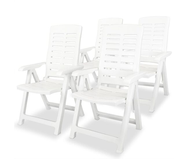 Vidaxl cadeiras de jardim reclináveis 4 pcs plástico branco