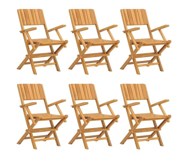Vidaxl cadeiras de jardim dobráveis 6 pcs 55x61x90 cm teca maciça