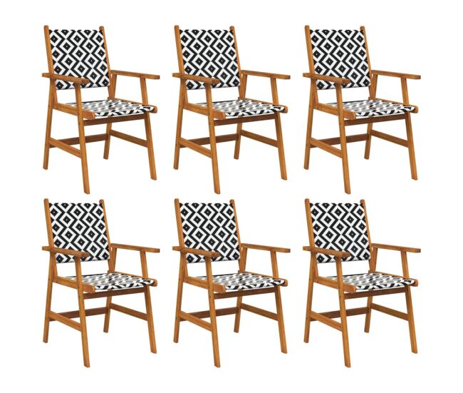 Vidaxl cadeiras de jardim 6 pcs madeira de acácia maciça