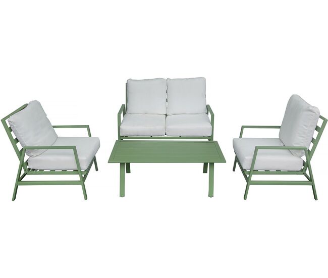 Conjunto de mobiliário de jardim em metal "queens" - 4 lugares - verde