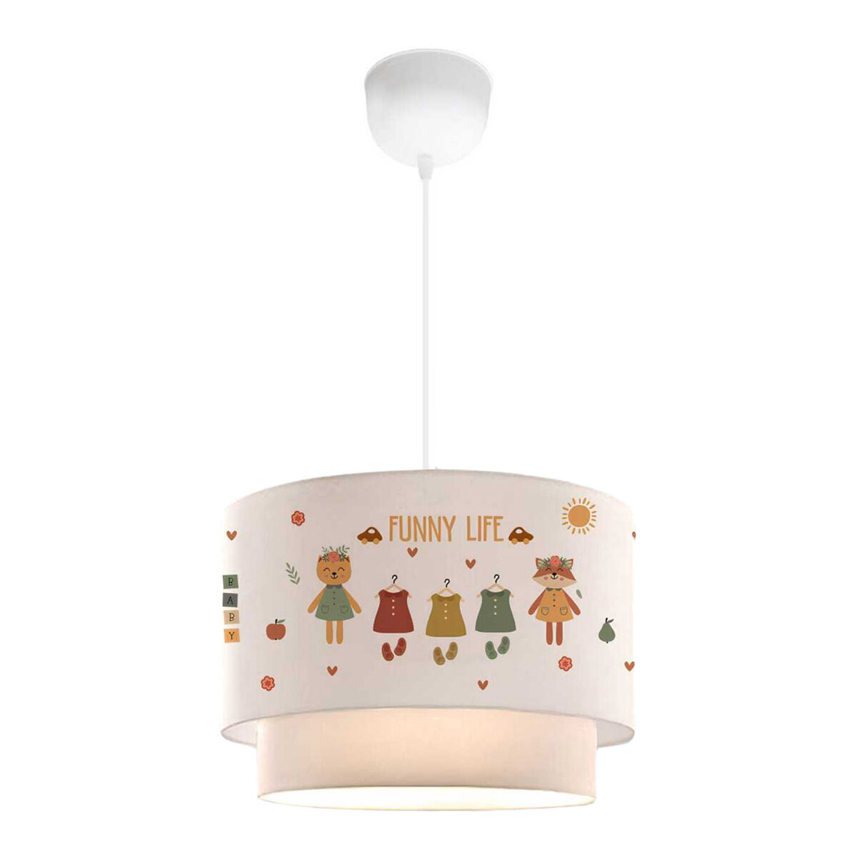 Candeeiro suspenso para crianças lurgan com motivo de animais com roupa branco [lux.pro]