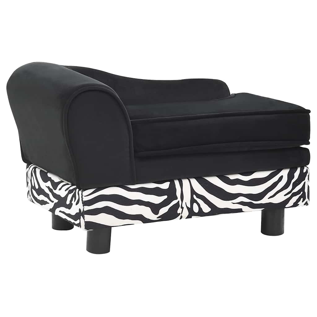 Vidaxl sofá para cães 57x34x36 cm pelúcia preto