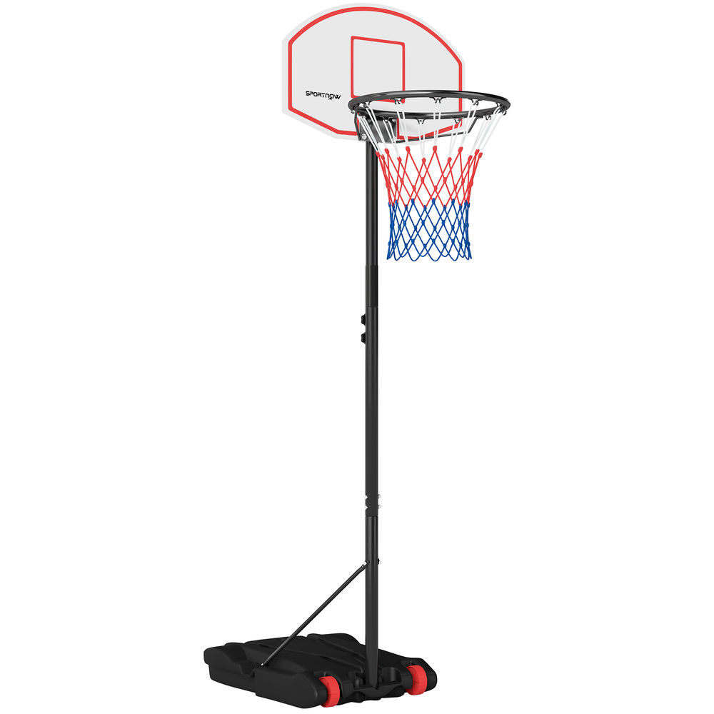 Sportnow tabela de basquetebol para exterior com alvo de dardos tabela de basquetebol portátil com ajustável 210-247 cm rodas base rellenável para