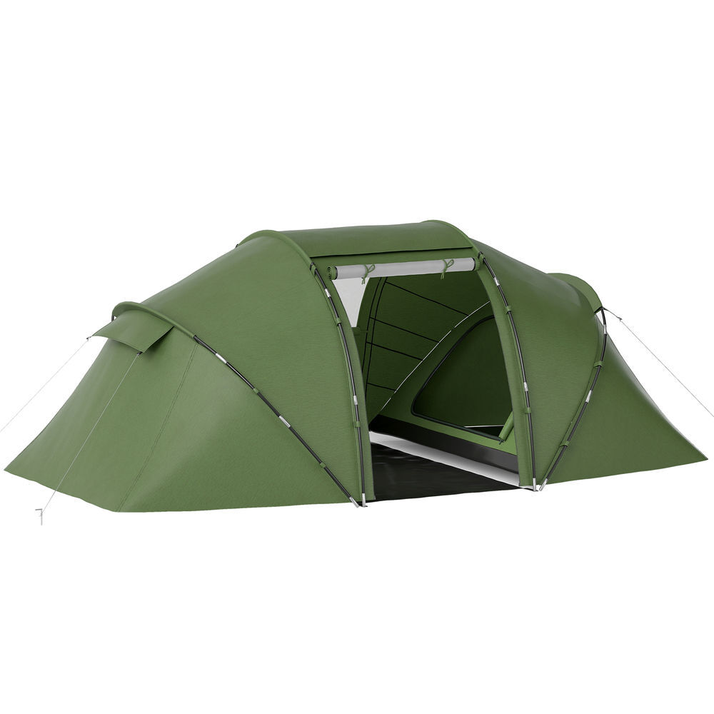 Outsunny tenda de campismo familiar para 4 pessoas tenda de campismo dobrável com bolsa de transporte impermeável para praia parque 430x240x170 cm