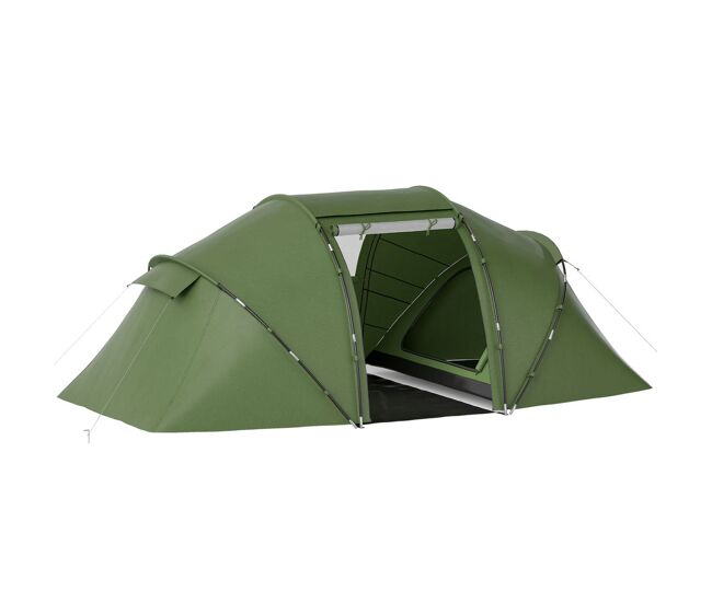 Outsunny tenda de campismo familiar para 4 pessoas tenda de campismo dobrável com bolsa de transporte impermeável para praia parque 430x240x170 cm
