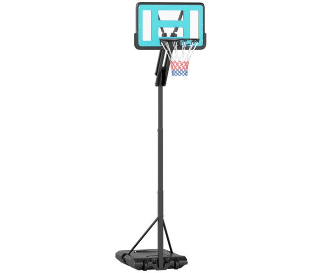 Sportnow cesto de basquetebol para exterior, altura ajustável 146-236 cm, cesto portable com rodas, 2 ajustes de altura, base preenchível para adolescentes e adultos, uso interior e exterior