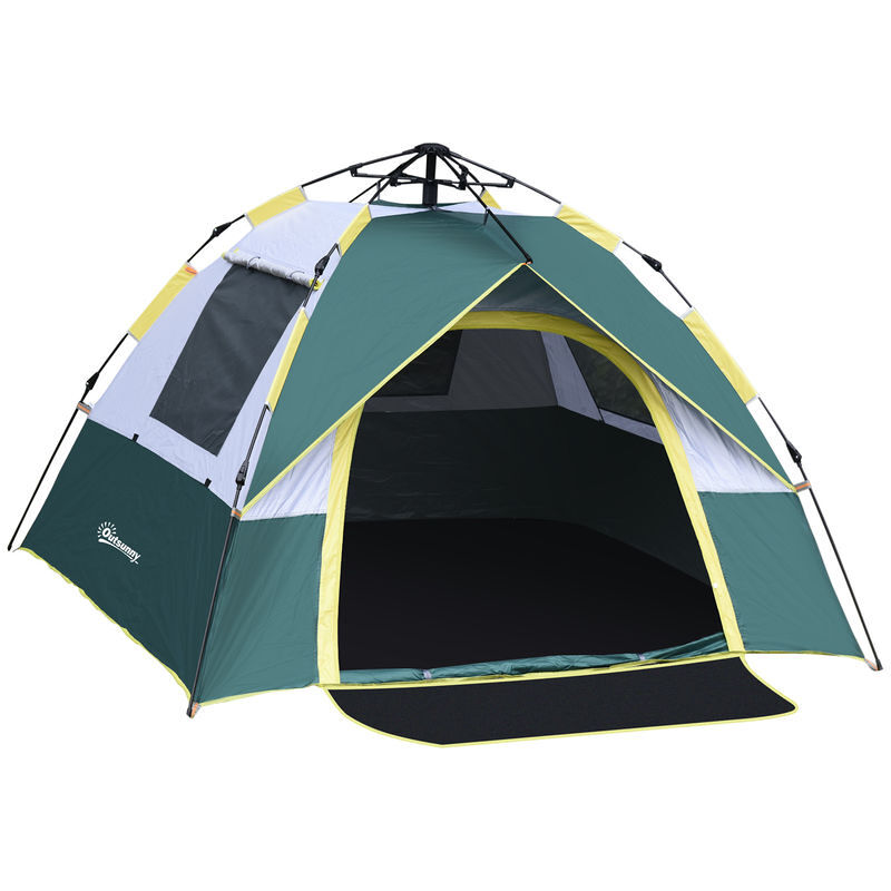 Outsunny tenda de campismo para 2-3 pessoas tenda de campismo dobrável com 1 porta 3 janelas bolsa de transporte e abertura automática para praia