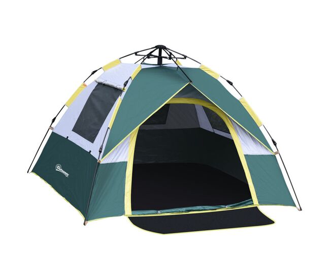 Outsunny tenda de campismo para 2-3 pessoas tenda de campismo dobrável com 1 porta 3 janelas bolsa de transporte e abertura automática para praia