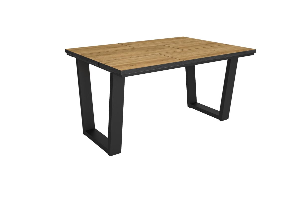 Mesa sala de jantar, mesa cozinha, 140x90x74cm, para 6 pessoas, móveis sala jantar, estilo industrial, carvalho e preto