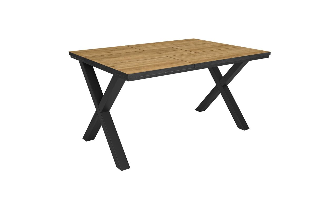 Mesa sala de jantar, mesa cozinha, 140x90x74cm, para 6 pessoas, móveis sala jantar, estilo industrial, carvalho e preto