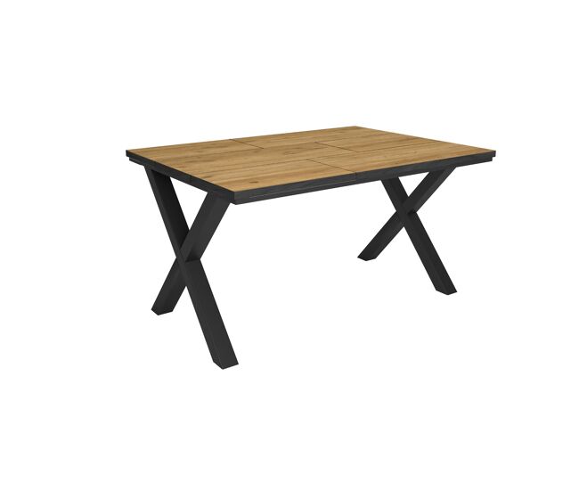 Mesa sala de jantar, mesa cozinha, 140x90x74cm, para 6 pessoas, móveis sala jantar, estilo industrial, carvalho e preto