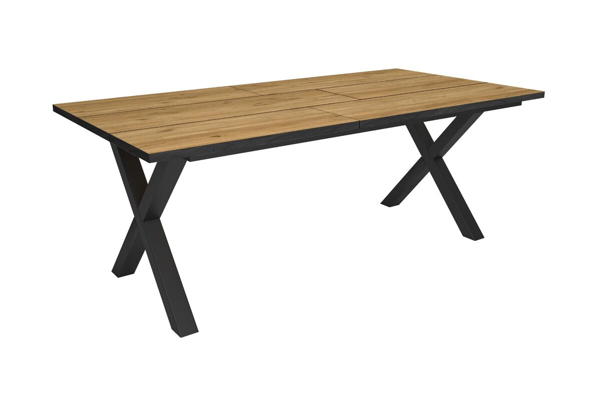 Mesa sala de jantar, mesa cozinha, 194x90x74cm, para 10 pessoas, móveis sala jantar, estilo industrial, carvalho e preto