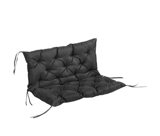 Outsunny almofada para banco de jardim com encosto, 100x98x8 cm, colchão de banco de 2 lugares para interior e exterior com enchimento espesso e fitas