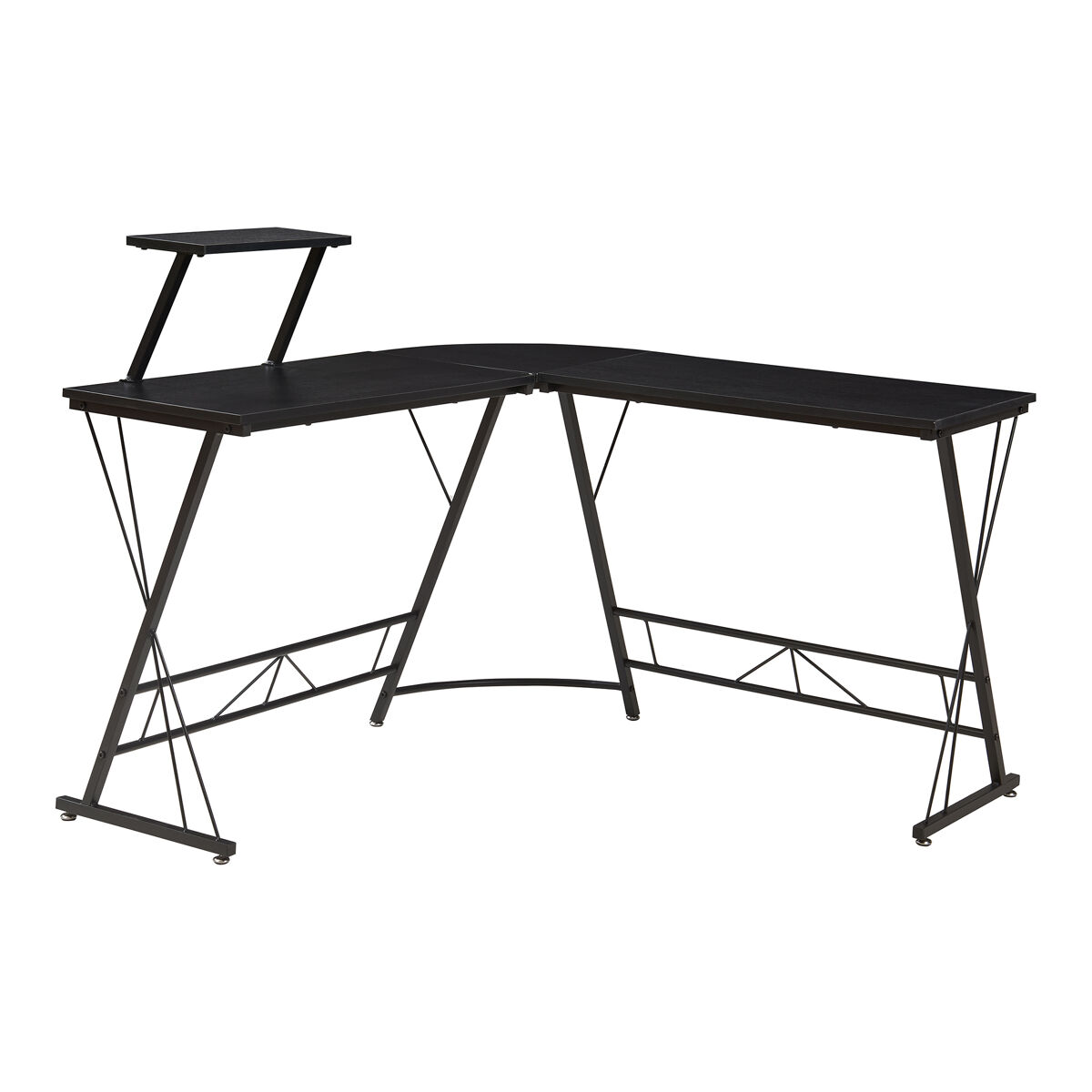 Escritorio yremso con prateleira forma de l 122x122x98cm - negro [en.casa]
