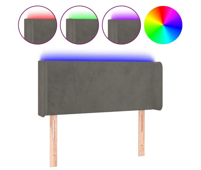 Vidaxl cabeceira cama c/ luzes led veludo 83x16x78/88cm cinza-escuro