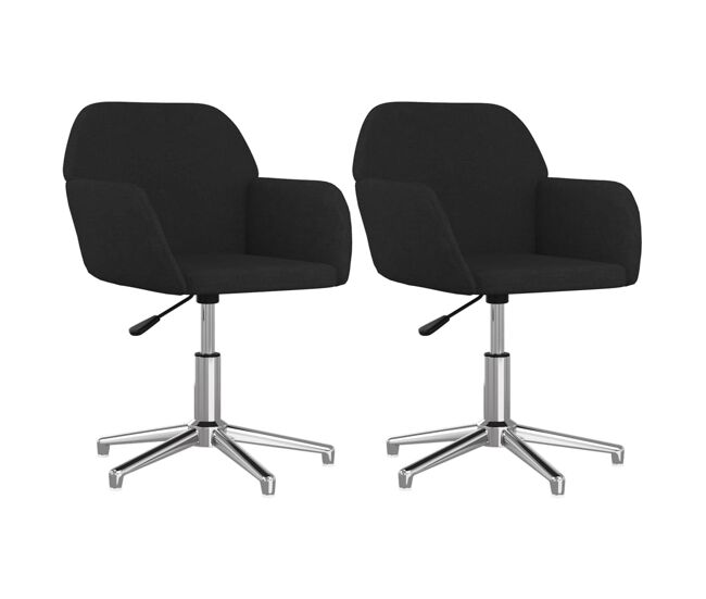 Vidaxl cadeiras de jantar giratórias 2 pcs tecido preto