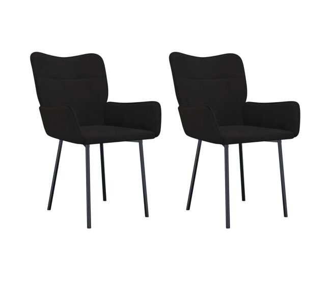 Vidaxl cadeiras de jantar 2 pcs veludo preto