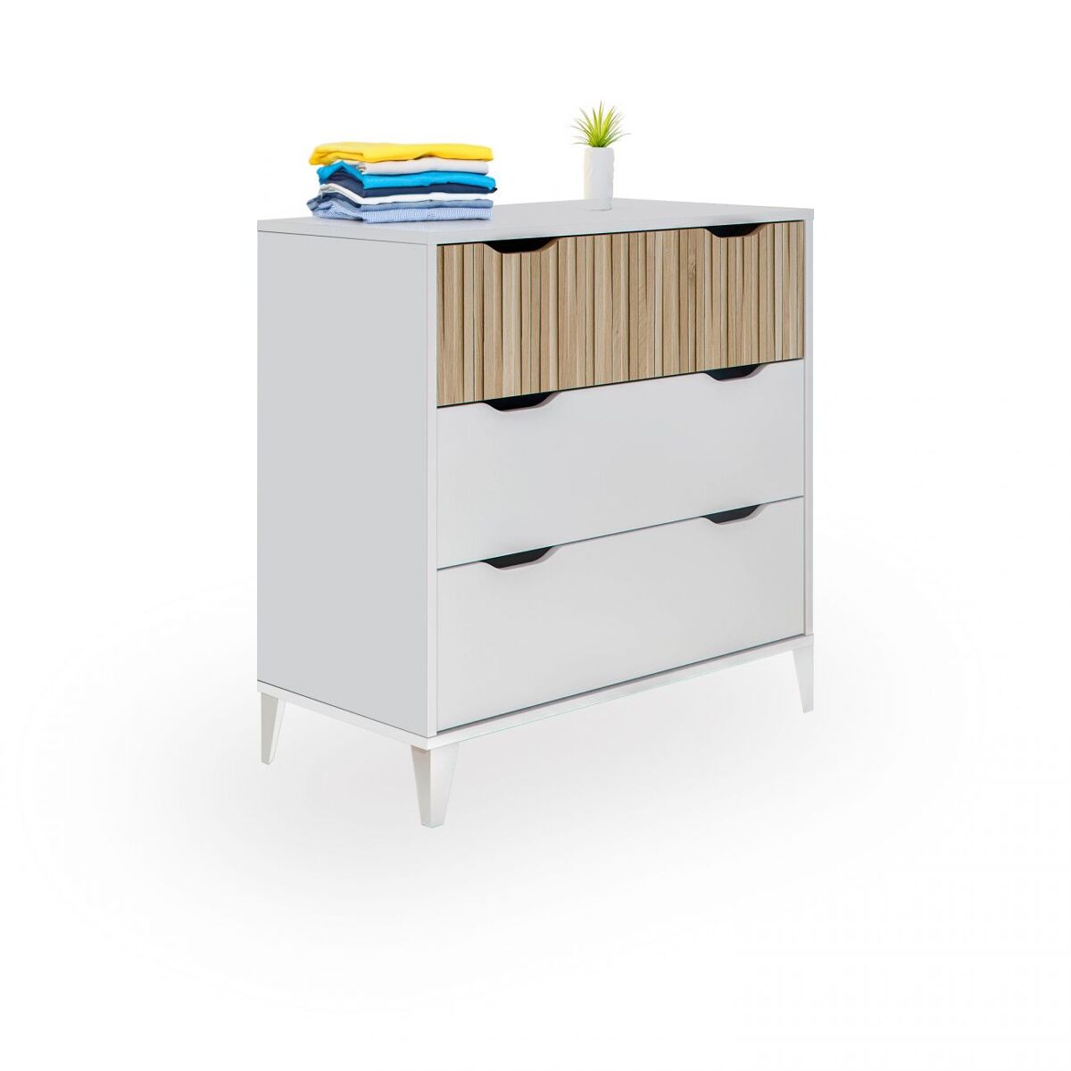 Cómoda nitza on blanco artik (blanco mate) - natur 70,5 x 76 x 40 cm