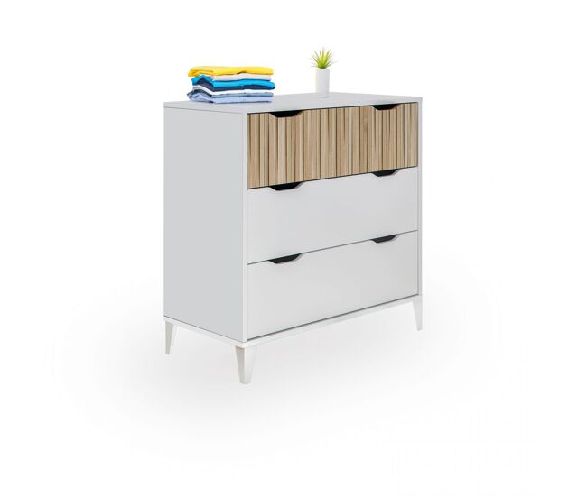 Cómoda nitza on blanco artik (blanco mate) - natur 70,5 x 76 x 40 cm
