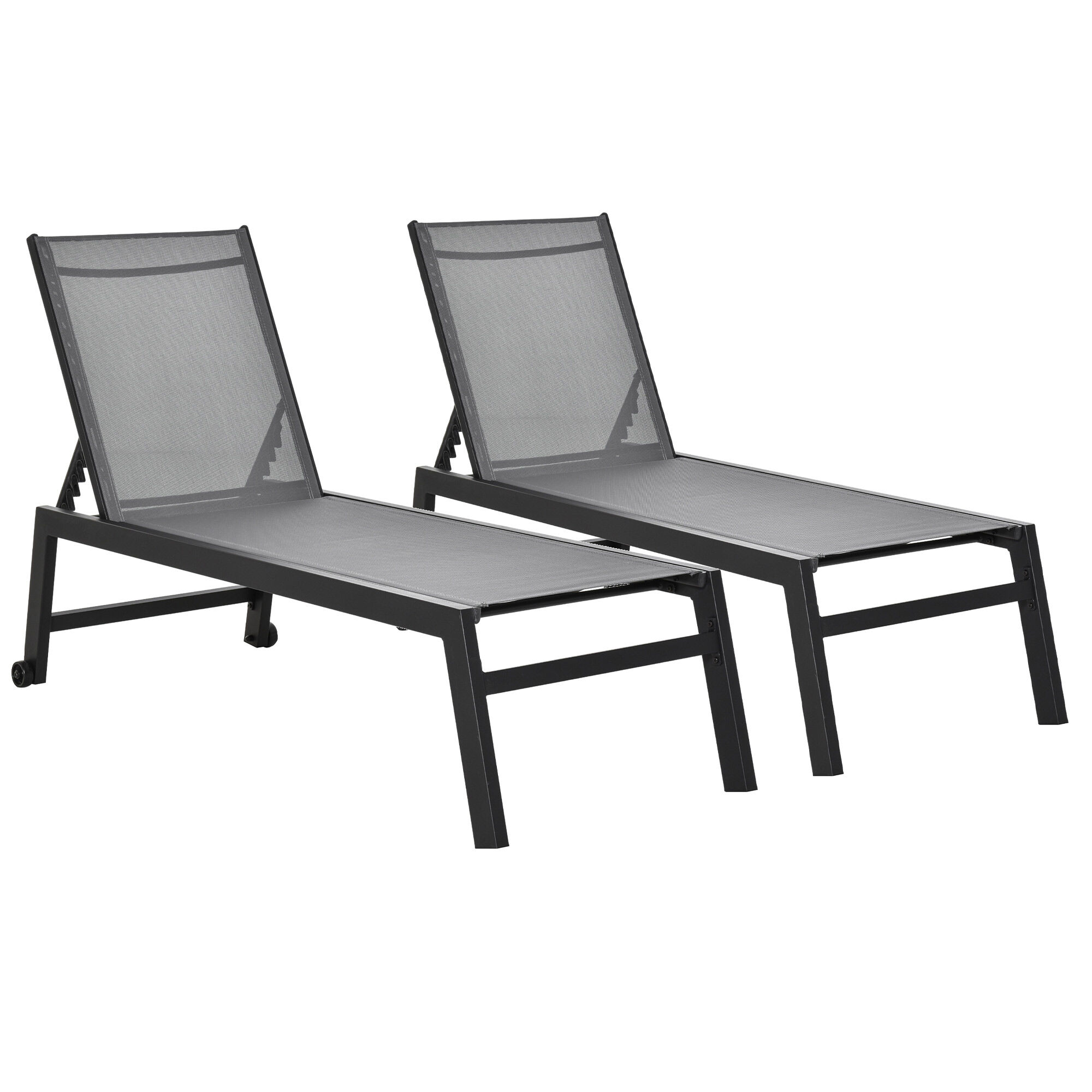 Conjunto de 2 Espreguiçadeiras alumínio e textileno Outsunny
