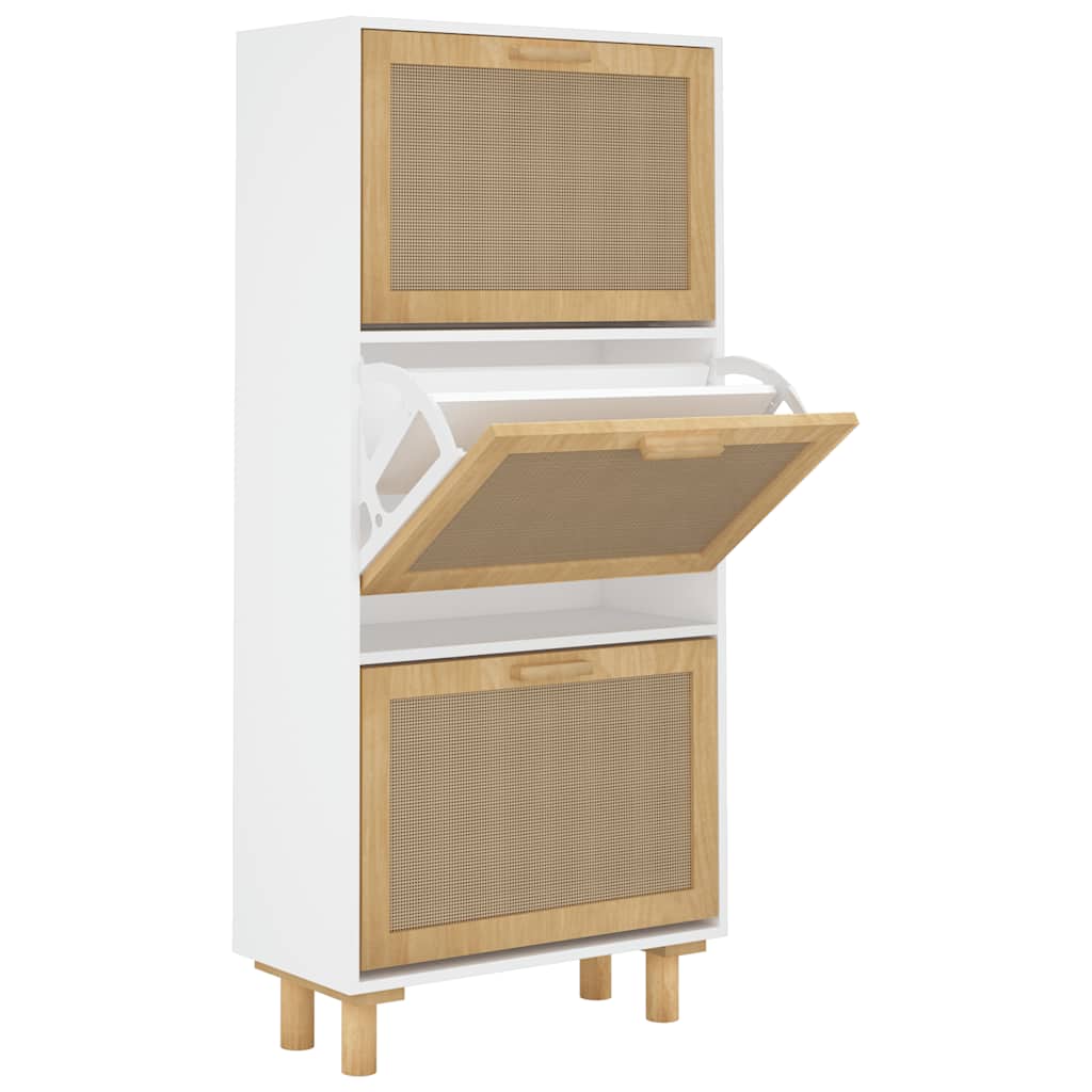 Vidaxl sapateira 52x25x115 cm derivados de madeira/vime natural branco