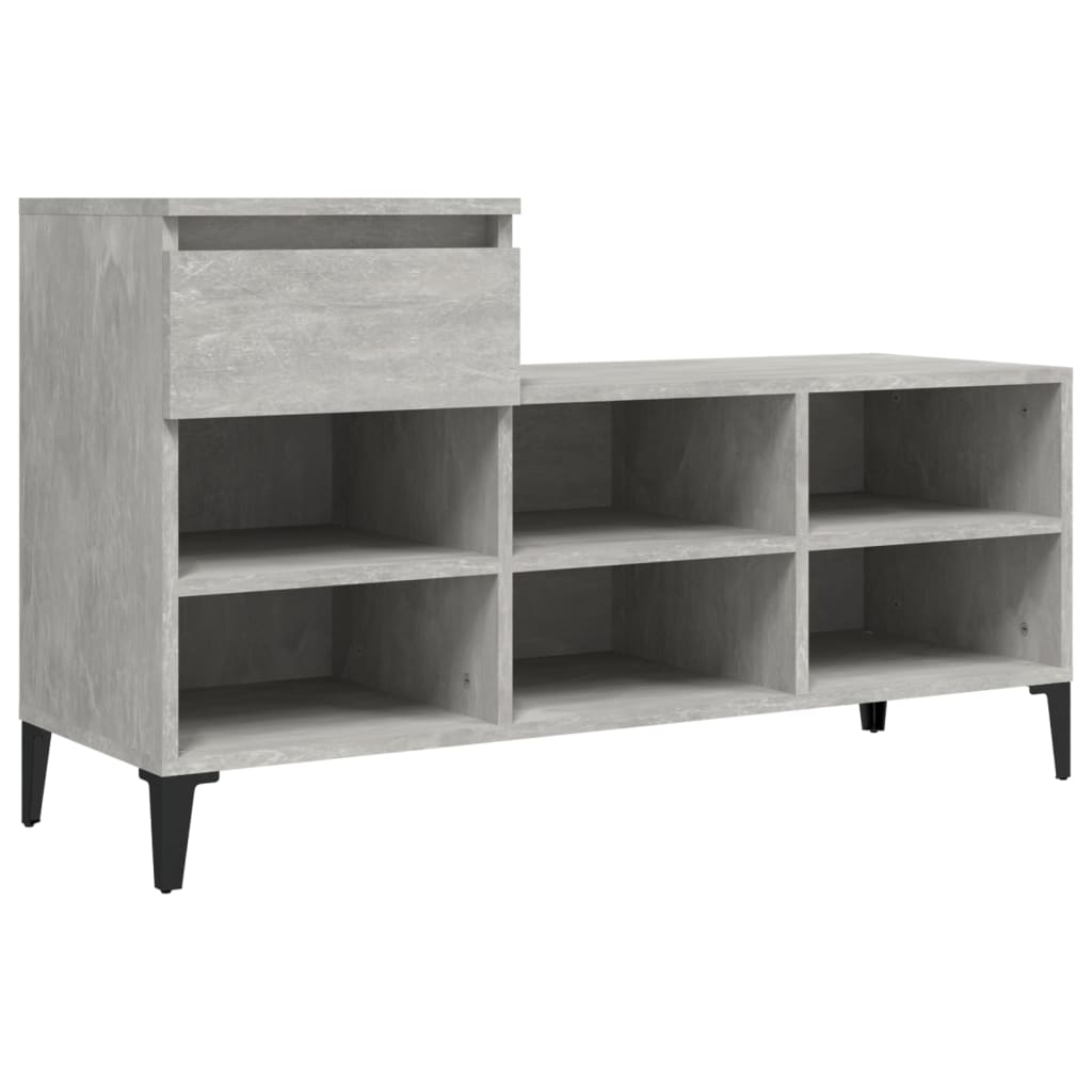 Vidaxl sapateira 102x36x60 cm derivados de madeira cinzento cimento