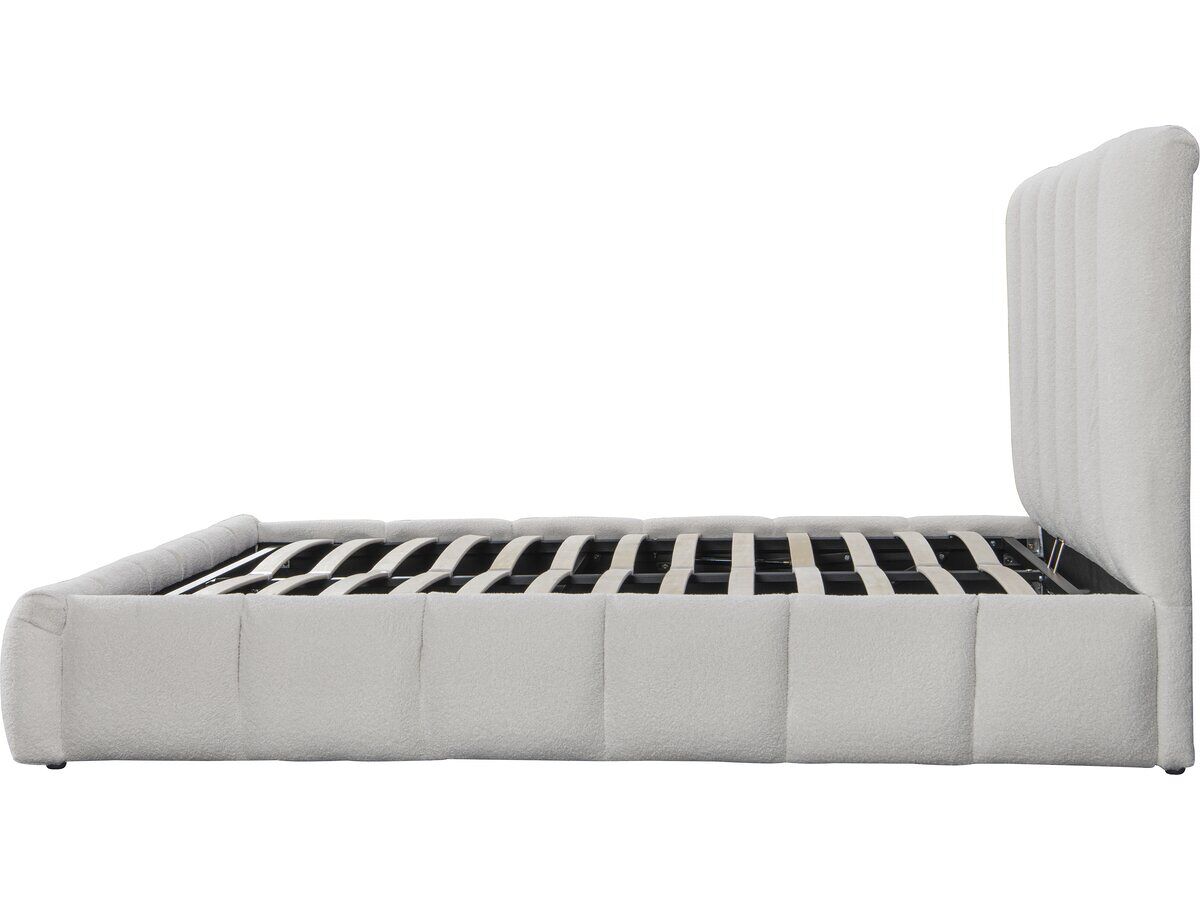 Cama boucle com baú "annie" - 160 x 200 cm - branco