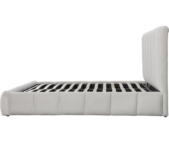 Cama boucle com baú "annie" - 160 x 200 cm - branco