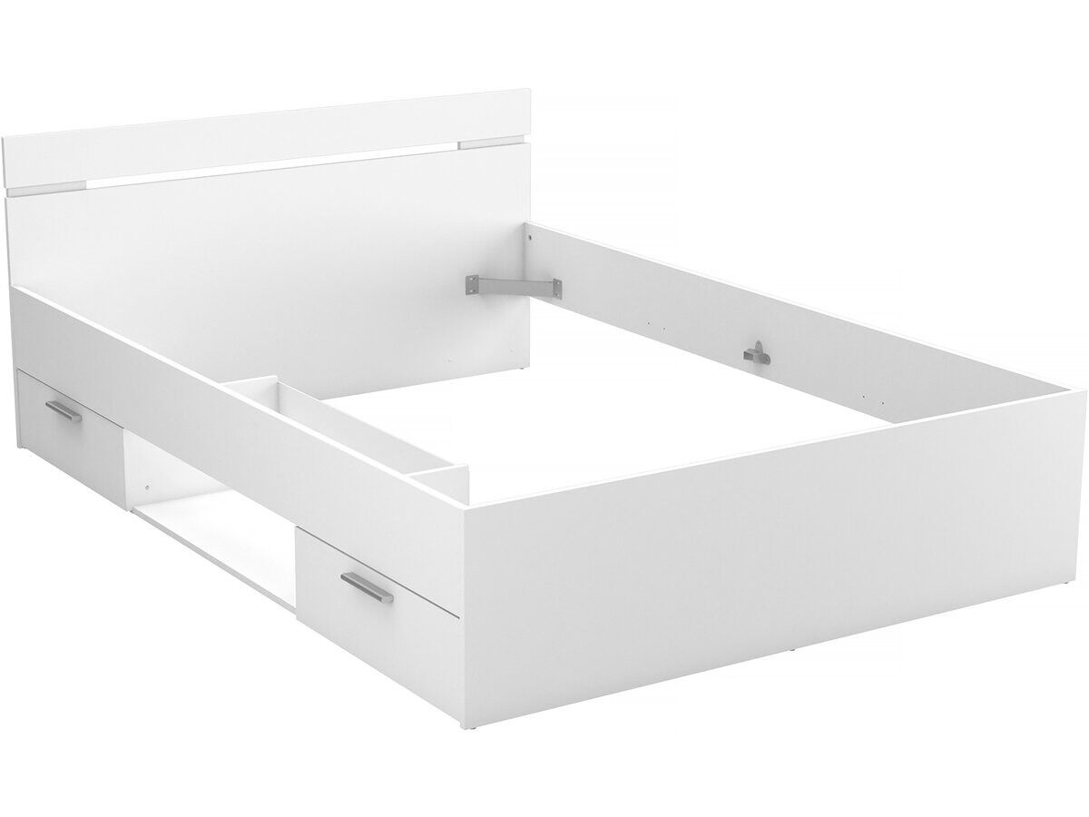 Cama de casal em madeira "michigan" - 140 x 200 cm - blanche